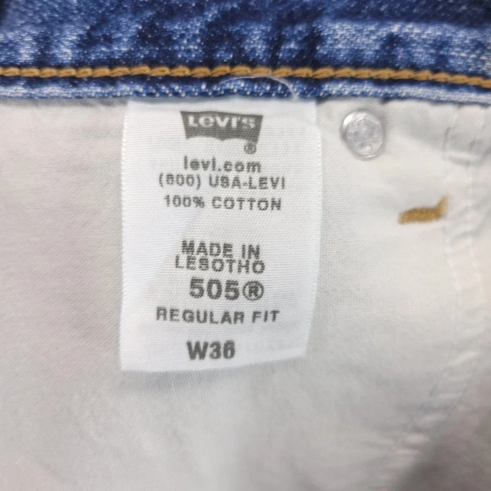 Levis 505 Shorts Mens 36 Blue Denim Regular Bermuda 10
